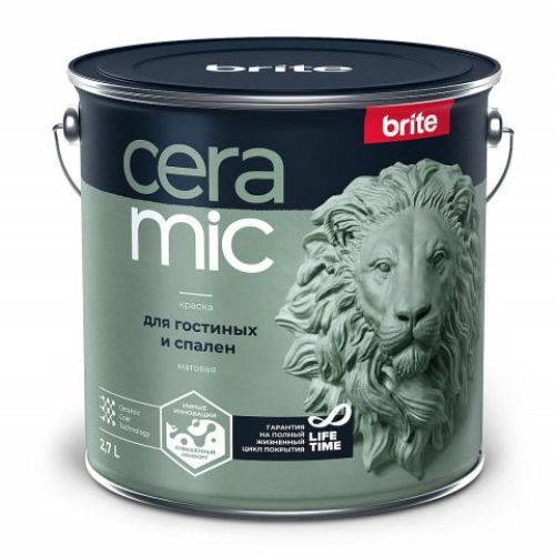 Краска BRITE CERAMIC для гостиных и спален ведро 9 л