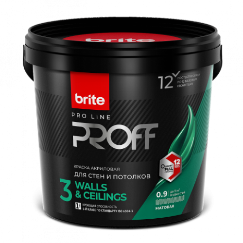 Краска BRITE PROFESSIONAL для стен и потолков матовая 0.9 л