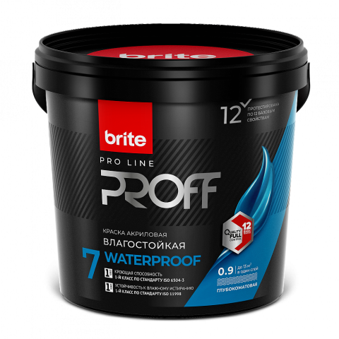 Краска BRITE PROFESSIONAL интерьерная влагостойкая белая глубокоматовая  0.9 л